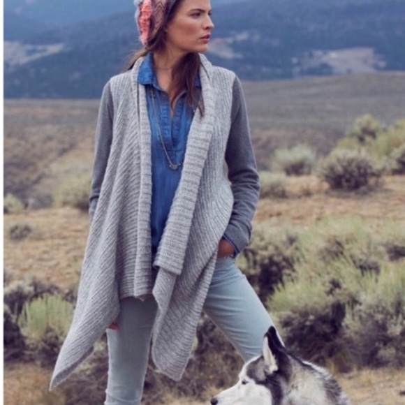 Anthropologie Casado Green Saturday Sunday chunky knit shawl cardigan sweater - Picture 7 of 7